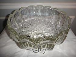 Early Antique Heisey Punch Bowl & 18 Cups Floriform Tulip Pillow Diamonds EAPG