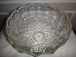 Early Antique Heisey Punch Bowl & 18 Cups Floriform Tulip Pillow Diamonds EAPG