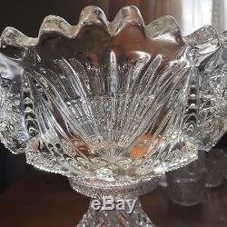 Early Pressed Pattern Glass Punch Bowl with Pedistal Base