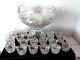Early Vintage McKee Glass Punch Bowl with Stand & 20 Cups, & Ladle Aztec Pattern