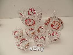 Echt Bliekristall Punch Bowl with lid and 6 glasses