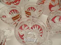 Echt Bliekristall Punch Bowl with lid and 6 glasses