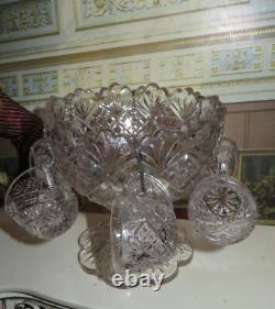 Elegant Vintage Miniature Toy Pressed Glass Punch Bowl Set for Fashion Dolls