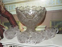 Elegant Vintage Miniature Toy Pressed Glass Punch Bowl Set for Fashion Dolls