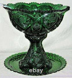 Emerald Green Imperial Whirling Star Punch Bowl Set