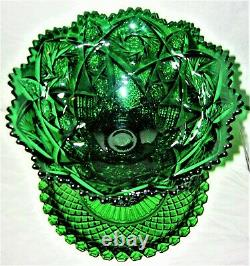 Emerald Green Imperial Whirling Star Punch Bowl Set