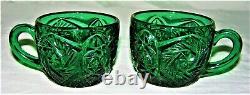 Emerald Green Imperial Whirling Star Punch Bowl Set