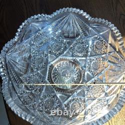 Estate Antique AMERICAN BRILLIANT CUT GLASS PUNCH BOWL 12STUNNING