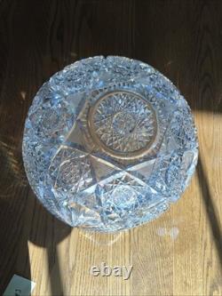 Estate Antique AMERICAN BRILLIANT CUT GLASS PUNCH BOWL 12STUNNING