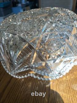 Estate Antique AMERICAN BRILLIANT CUT GLASS PUNCH BOWL 12STUNNING