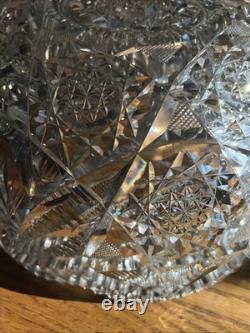 Estate Antique AMERICAN BRILLIANT CUT GLASS PUNCH BOWL 12STUNNING