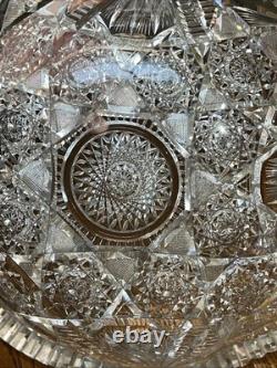 Estate Antique AMERICAN BRILLIANT CUT GLASS PUNCH BOWL 12STUNNING