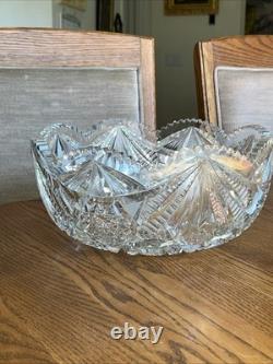 Estate Antique AMERICAN BRILLIANT CUT GLASS PUNCH BOWL 12STUNNING