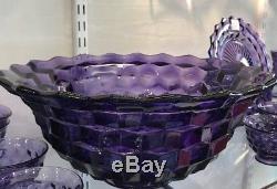 Estate Fostoria Purple Glass Punch Bowl American Pattern $198.00