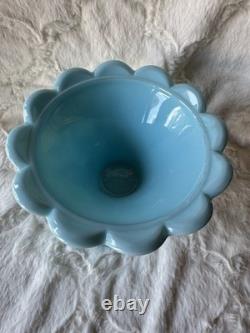 Estate RARE Imperial Glass Opaque Turquoise Blue Milk Glass Pedestal Punch Bowl
