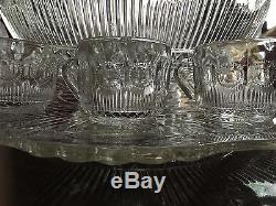 Estate Vintage Gorgeous Huge Punch Bowl With Platter Cups Ladle Wedding
