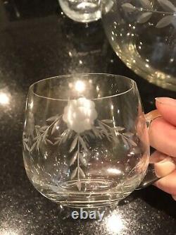 Etched Dome Punch Bowl And 11 Glasses Vintage Rare