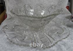 Euc 1941 Wedding Gift Le Smith Glass Co. Pinwheel Galaxy Punch Bowl & Underplate