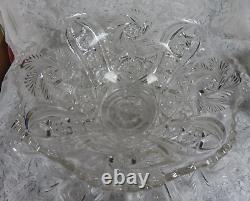 Euc 1941 Wedding Gift Le Smith Glass Co. Pinwheel Galaxy Punch Bowl & Underplate