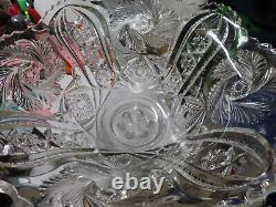 Euc 1941 Wedding Gift Le Smith Glass Co. Pinwheel Galaxy Punch Bowl & Underplate