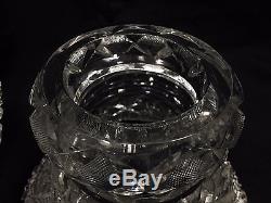Exceptional Large American Brilliant Deep Cut Crystal Punch Bowl & Pedestal
