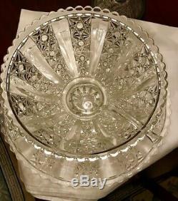 Exceptional, Vintage, extra large, pressed glass, punch bowl/platter/ladle