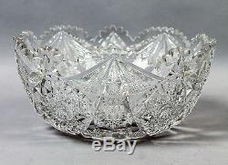 Exceptional c1900 12 Libbey American Brilliant Period Cut Glass Punch Bowl