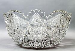 Exceptional c1900 12 Libbey American Brilliant Period Cut Glass Punch Bowl