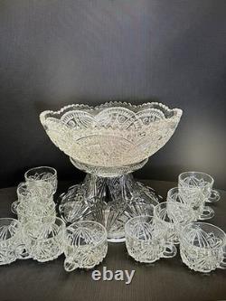 Exquisite American Brilliant Punch Bowl Set