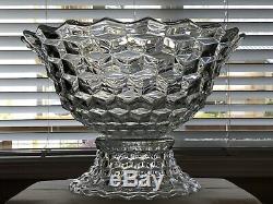 Exquisite Vintage Elegant Glass American Fostoria 19 Large Punch Bowl With Base