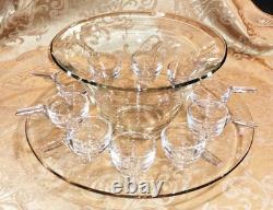 Extremely Rare Mid-Century Modern Punch Bowl Set with Platter and 10 Cups