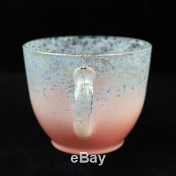 FEDERAL GLASS PUNCH BOWL & 8 CUPS Spaghetti Drizzle Atomic MCM Pink & Blue