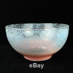 FEDERAL GLASS PUNCH BOWL & 8 CUPS Spaghetti Drizzle Atomic MCM Pink & Blue