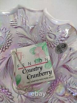 FENTON Glass Mini Punch Bowl 4 Cups and 3 Hooks Country Cranberry