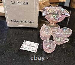 FENTON Glass Mini Punch Bowl Millersburg Champagne 6 Cups Hobstar Feather Club