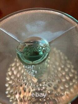 FENTON/LEVAY AQUA OPALESCENT CARNIVAL GLASS HOBNAIL CHAMPAGNE Punch Bowl