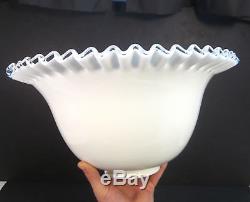 FENTON Vintage Art Glass HUGE 15 SILVER CREST Milk White Ruffled Punch Bowl XC