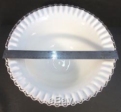 FENTON Vintage Art Glass HUGE 15 SILVER CREST Milk White Ruffled Punch Bowl XC