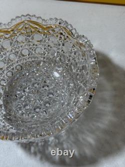 FINE Antique American Brilliant Cut Crystal Glass Platter Punch Bowl Heavy ABP