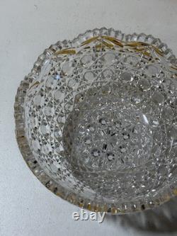 FINE Antique American Brilliant Cut Crystal Glass Platter Punch Bowl Heavy ABP