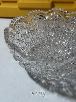 FINE Antique American Brilliant Cut Crystal Glass Platter Punch Bowl Heavy ABP