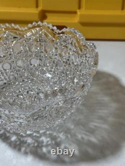 FINE Antique American Brilliant Cut Crystal Glass Platter Punch Bowl Heavy ABP