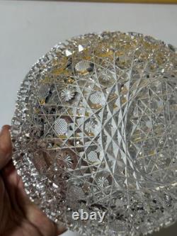 FINE Antique American Brilliant Cut Crystal Glass Platter Punch Bowl Heavy ABP