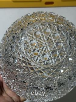 FINE Antique American Brilliant Cut Crystal Glass Platter Punch Bowl Heavy ABP