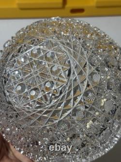 FINE Antique American Brilliant Cut Crystal Glass Platter Punch Bowl Heavy ABP