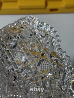 FINE Antique American Brilliant Cut Crystal Glass Platter Punch Bowl Heavy ABP