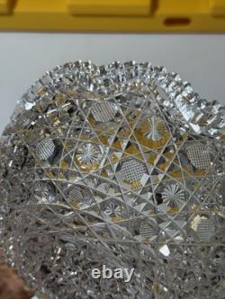 FINE Antique American Brilliant Cut Crystal Glass Platter Punch Bowl Heavy ABP