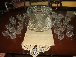 FOSTORIA AMERICAN COMPLETE PUNCH BOWL SET With14 BOWL STAND TRAY LADLE CUPS 27pc