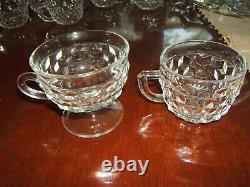 FOSTORIA AMERICAN COMPLETE PUNCH BOWL SET With14 BOWL STAND TRAY LADLE CUPS 27pc