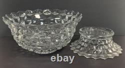 FOSTORIA AMERICAN PUNCH BOWL 18 1/2 WITH HIGH FOOT BASE with 8 CUPS & LADEL